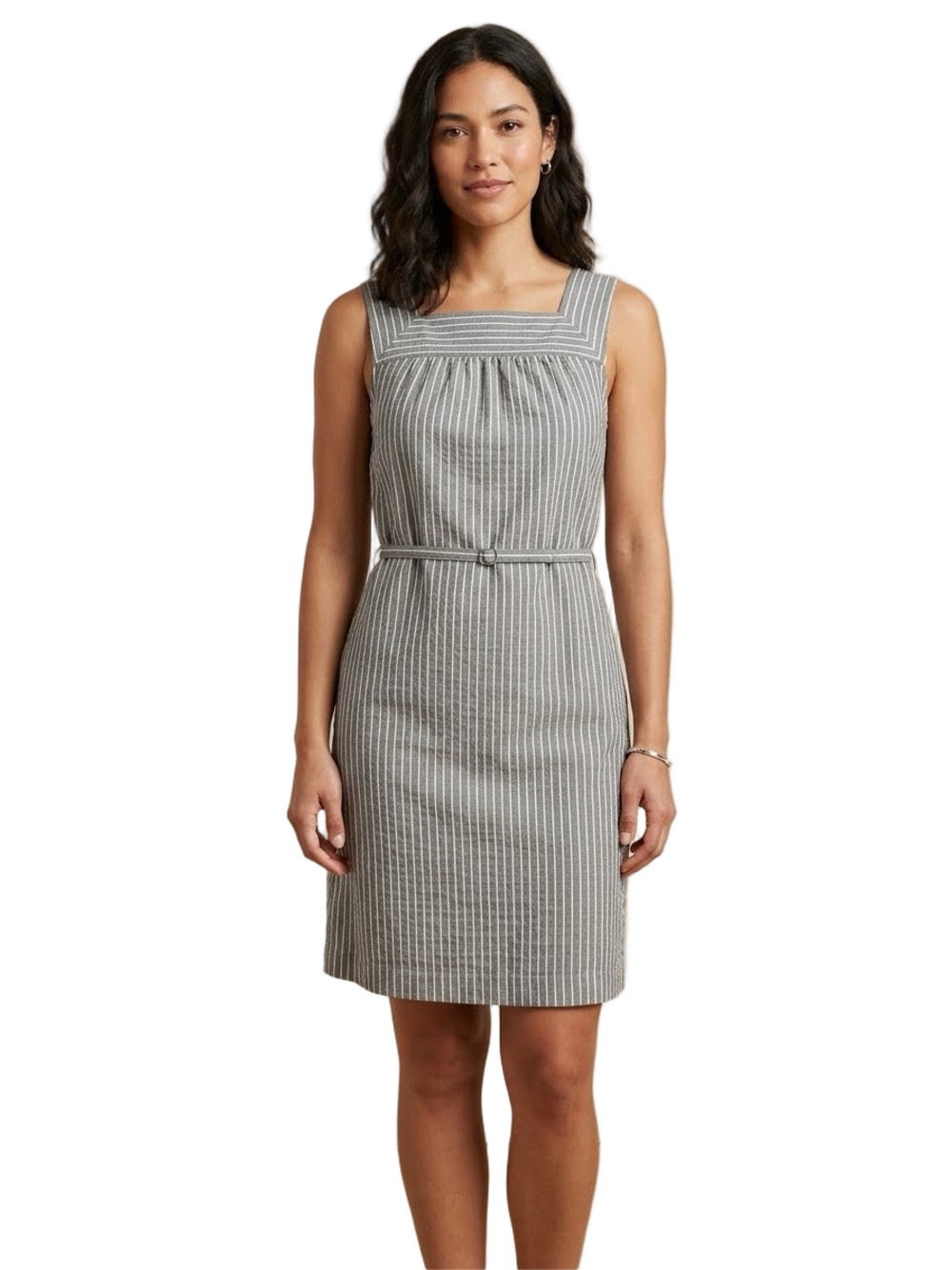 Universal Thread Gray Lightweight Pinstripe Square-Neck Sheath Dress Size M NWT